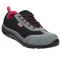 Calzatura di sicurezza Como S1P SRC - pelle scamosciata/poliestere mesh - numero 36 - nero/fucsia - Deltaplus