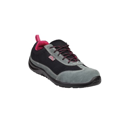 Calzatura di sicurezza Como S1P SRC - pelle scamosciata/poliestere mesh - numero 36 - nero/fucsia - Deltaplus