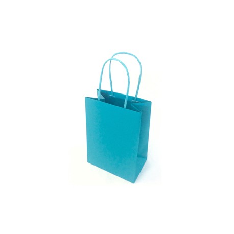 Shopper Twisted - maniglie cordino - 14  x 9 x 20 cm - carta kraft - turchese - Mainetti Bags - conf. 25 pezzi