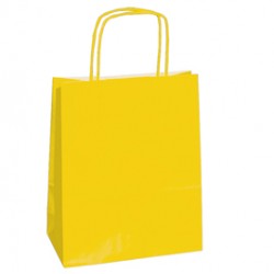 Shopper Twisted - maniglie cordino - 14 x 9 x 20 cm - carta kraft - giallo - Mainetti Bags - conf. 25 pezzi