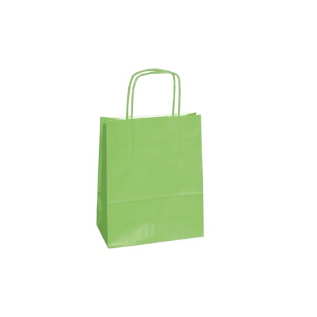 Shopper Twisted - maniglie cordino - 14 x 9 x 20 cm - carta kraft - verde mela - Mainetti Bags - conf. 25 pezzi