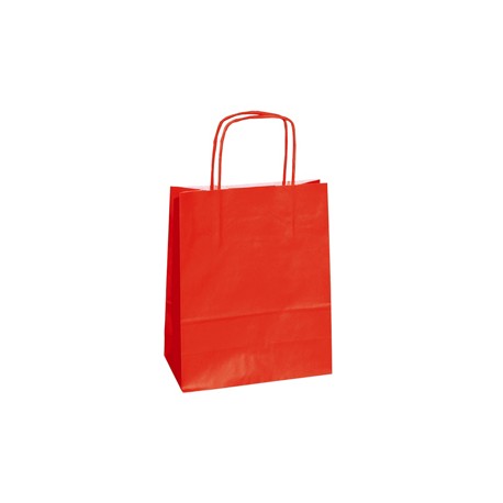 Shopper Twisted - maniglie cordino - 14 x 9 x 21 cm - carta kraft - rosso - Mainetti Bags - conf. 25 pezzi