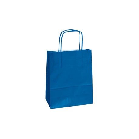Shopper Twisted - maniglie cordino - 14 x 9 x 21 cm - carta kraft - blu - Mainetti Bags - conf. 25 pezzi