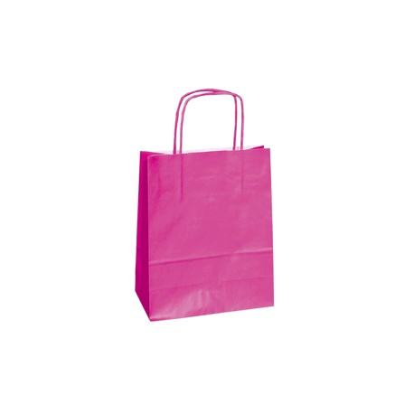 Shopper Twisted - maniglie cordino - 14 x 9 x 21 cm - carta kraft - magenta - Mainetti Bags - conf. 25 pezzi