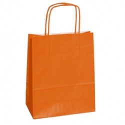 Shopper Twisted - maniglie cordino - 14 x 9 x 20 cm - carta kraft - arancio - Mainetti Bags - conf. 25 pezzi