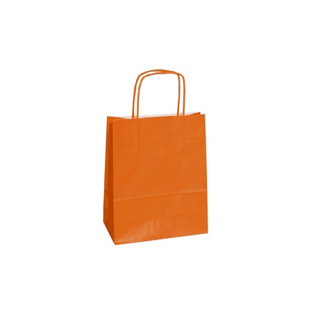 Shopper Twisted - maniglie cordino - 14 x 9 x 20 cm - carta kraft - arancio - Mainetti Bags - conf. 25 pezzi