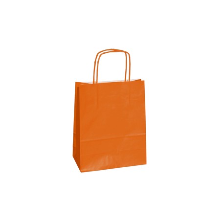 Shopper Twisted - maniglie cordino - 14 x 9 x 21 cm - carta kraft - arancio - Mainetti Bags - conf. 25 pezzi