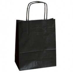 Shopper Twisted - maniglie cordino - 14 x 9 x 21 cm - carta kraft - nero - Mainetti Bags - conf. 25 pezzi