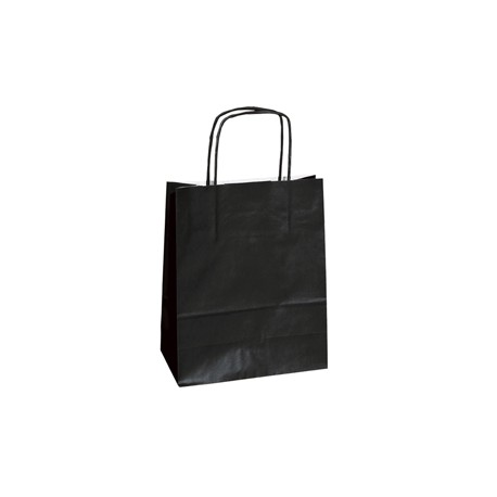 Shopper Twisted - maniglie cordino - 14 x 9 x 21 cm - carta kraft - nero - Mainetti Bags - conf. 25 pezzi