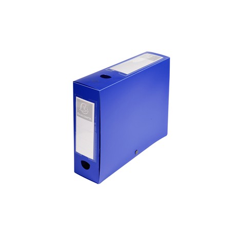 Scatola per archivio box - con bottone - 25 x 33 cm - dorso 8 cm - blu - Exacompta