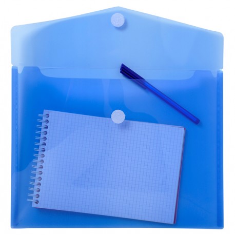Busta a tasca con chiusura in velcro - PPL - 24 x 32 cm - blu/trasparente - Exacompta