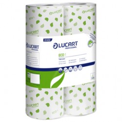 Carta igienica Eco - 2 veli - 16,5 gr - diametro 10,2 cm - 9,8 cm x 22 mt - 200 strappi - Lucart - pacco 6 rotoli fascet