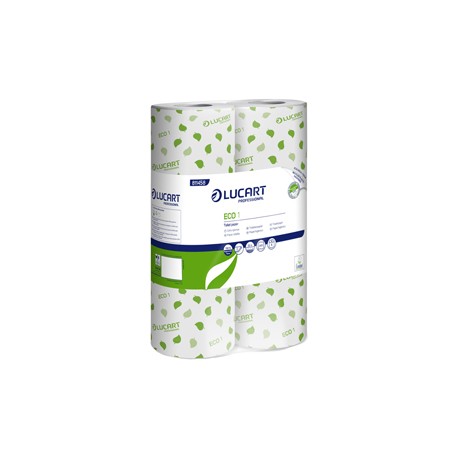 Carta igienica Eco - 2 veli - 16,5 gr - diametro 10,2 cm - 9,8 cm x 22 mt - 200 strappi - Lucart - pacco 6 rotoli fascet