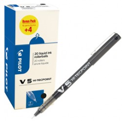 Roller Hi Tecpoint V5 con cappuccio - punta 0,5mm - nero - Pilot - conf. 16 + 4 pezzi