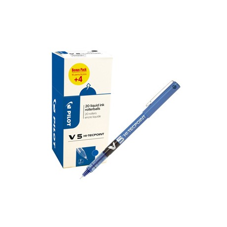 Roller Hi Tecpoint V5 con cappuccio - punta 0,5mm - blu  - Pilot - conf. 16 + 4 pezzi