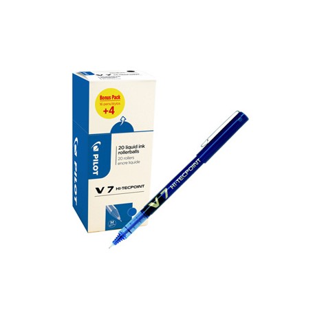 Roller con cappuccio Hi Tecpoint V7 - punta 0,7mm - blu  - Pilot - conf. 16 + 4 pezzi