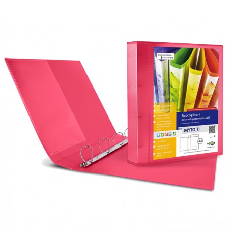 Raccoglitore personalizzabile Myto TI - 22 x 30 cm - 4 anelli a D 30 mm - dorso 4 cm - rosso - Sei Rota