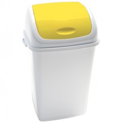 Pattumiera con coperchio basculante Rif - 44x33x68 cm - 50 L - bianco/giallo - Medial al
