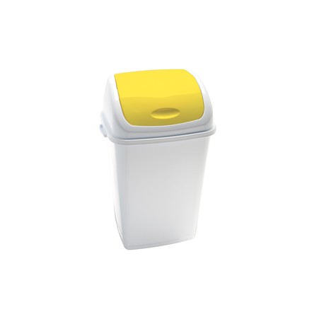 Pattumiera con coperchio basculante Rif - 44x33x68 cm - 50 L - bianco/giallo - Medial al