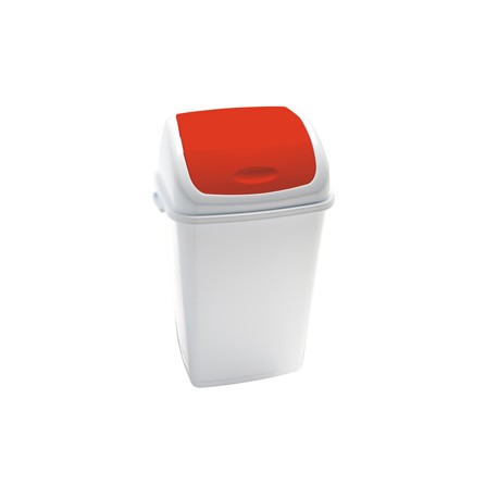 Pattumiera con coperchio basculante Rif - 44x33x68 cm - 50 L - bianco/rosso - Medial