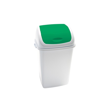 Pattumiera con coperchio basculante Rif - 44x33x68 cm - 50 L - bianco/verde - Medial