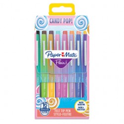 Pennarello Flair Nylon - punta feltro - 1,10mm - colori assortiti Candy Pop - Papermate - conf.16 pezzi