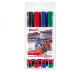 Marcatore permanente 300 - punta conica - da 1,5 a 3 mm - colori assortiti - Edding - astuccio 4 pezzi