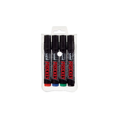 Marcatori Uni Prockey M122 - punta conica 1,20 - 1,80 mm - colori assortiti - Uni Mitsubishi - astuccio 4 pezzi