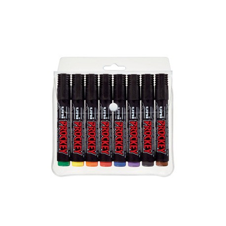 Marcatori Uni Prockey M122  - punta conica 1,20 - 1,80 mm - colori assortiti - Uni Mitsubishi - astuccio 8 pezzi