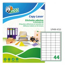 Etichette adesive LP4W - in carta - angoli arrotondati - laser - permanenti - 47,5 x 25,5 mm - 44 et/fg - 100 fogli - bi