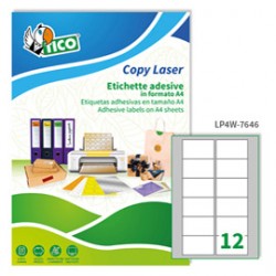 Etichette adesive LP4W - in carta - angoli arrotondati - laser - permanenti - 76,2 x 46,4 mm - 12 et/fg - 100 fogli - bi