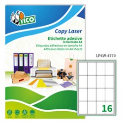 Etichette adesive LP4W - in carta - angoli arrotondati - laser - permanenti - 47,7 x 70 mm - 16 et/fg - 100 fogli - bian