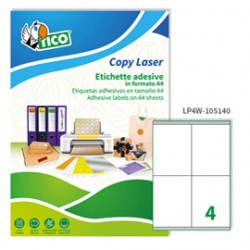 Etichette adesive LP4W - in carta - con margini - laser - permanenti - 105 x 140 mm - 4 et/fg - 100 fogli - bianco - Tic