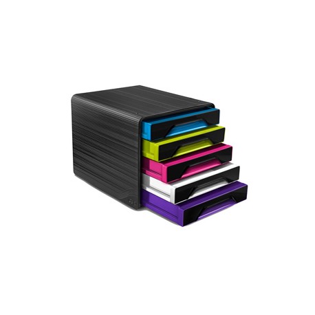 Cassettiera Smoove - 36 x 28,8 x 27 cm - 5 cassetti standard - nero/multicolore - Cep