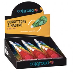 Correttore a nastro - 5 mm x 6 mt - ergonomico - colori assortiti - Colorosa - expo 18 pezzi