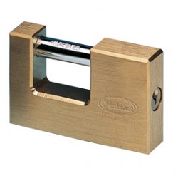 Lucchetto corazzato per saracinesca - ottone massiccio - 7,7 x 5 x 1,6 cm - oro - Metalplus