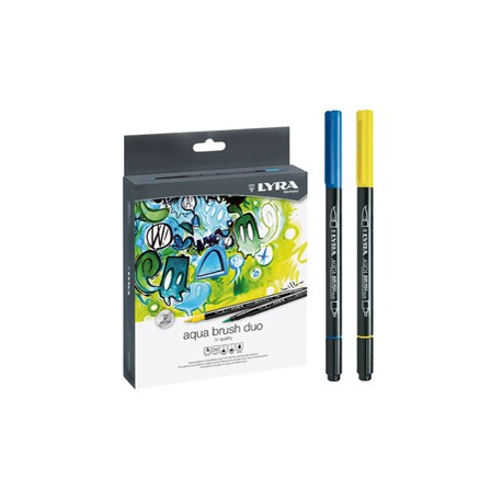 Pennarelli Aqua Brush Duo - punte 2/4 mm - colori assortiti - Lyra - astuccio 36 pezzi
