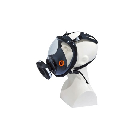 Maschera completa M9300 Strap Galaxy - policarbonato/silicone - nero/arancio - Deltaplus