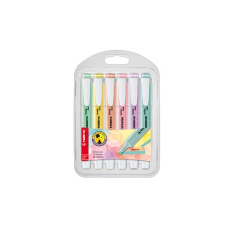 Evidenziatore Swing Cool Pastel - punta a scalpello - tratto 1 - 4 mm - colori assortiti - Stabilo - astuccio 6 pezzi