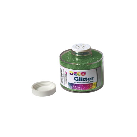 BARATTOLO GLITTER GRANA FINE 150ML VERDE ART.130/100 DECO