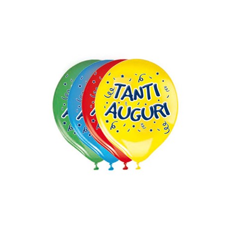 Palloncini in lattice - Ø 30 cm - con stampa "Tanti Auguri" - Big Party - busta 20 pezzi