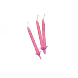 Candeline con supporto - H 8 cm - rosa - Big Party - conf. 12 pezzi