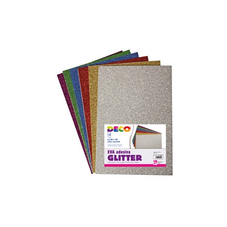 Gomma crepp glitter adesiva - 20 x 30 cm - colori assortiti - CWR - busta 10 fogli