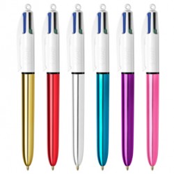 Penna a sfera scatto multifunzione 4 Colours Shine - punta 1,0 mm - fusto colori assortiti - Bic - conf. 12 pezzi