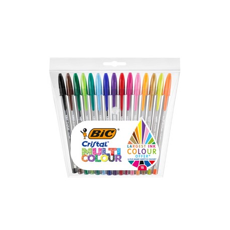 Penna sfera Cristal  multicolor - punta 1,6 mm - colori assortiti - Bic - conf. 15 pezzi