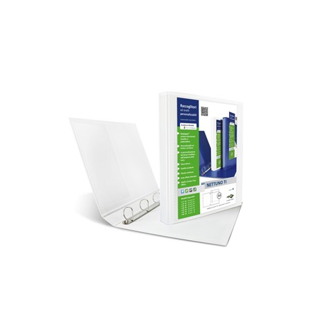 Raccoglitore personalizzabile Nettuno Ti - 22 x 30 cm - 4 anelli a D 30 mm - dorso 3,5 cm - bianco - Sei Rota