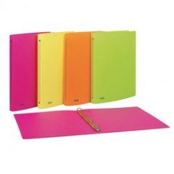 Raccoglitore neon - 4 anelli tondi 15 mm- 22 x 30 cm - PP - colori assortiti - Favorit