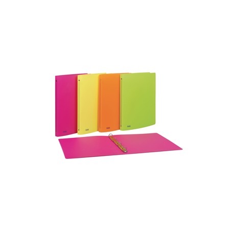 Raccoglitore neon - 22 x 30 cm - 4 anelli tondi 15 mm- PP - colori assortiti - Favorit