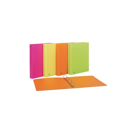Raccoglitore neon - 22 x 30 cm - 4 anelli tondi 30 mm- PP - colori assortiti - Favorit
