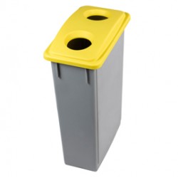 Contenitore Office 90 Lt - con coperchio per bottiglie e lattine - grigio/giallo - Medial